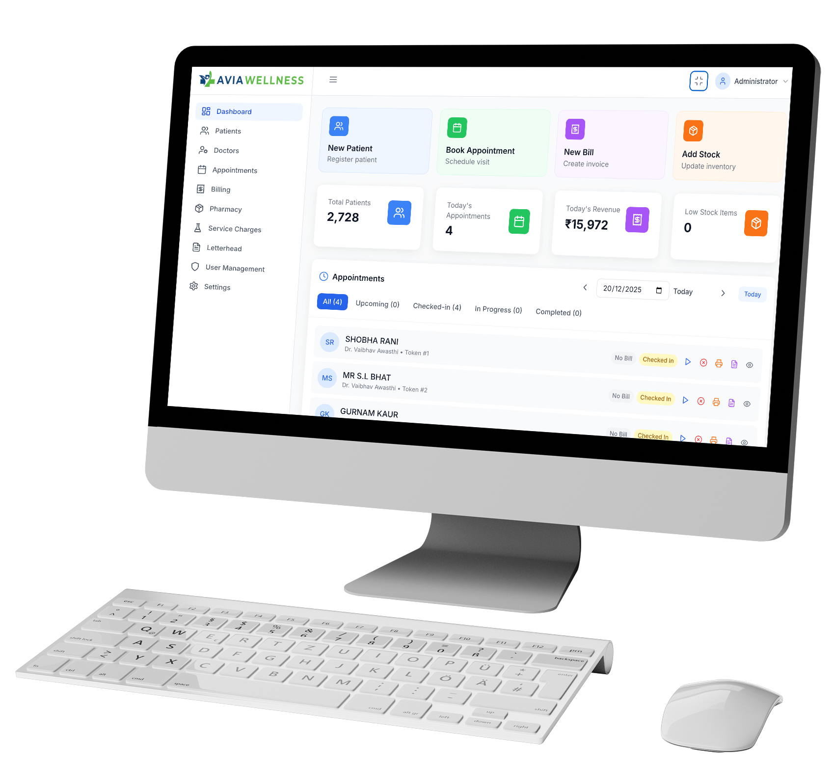 Avia Wellness Dashboard on iMac